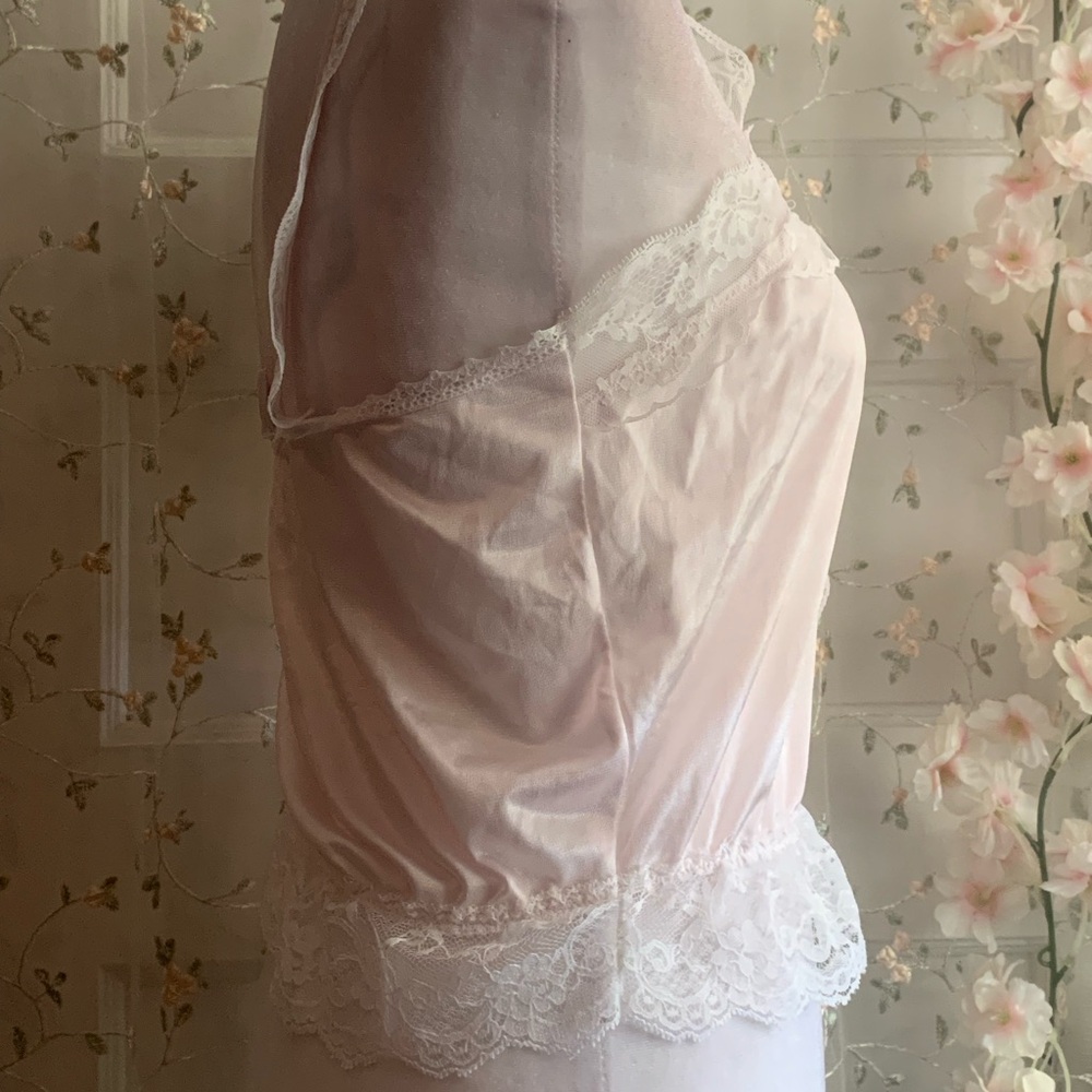 vintage 80’s lace trim pink camisole size S - Picture 3 of 6